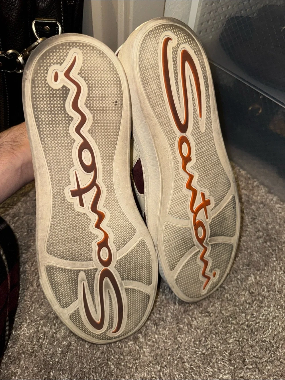 Santoni Men's Burgundy Suede DBS Sneakers